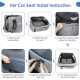 SlowTon Dog Booster Car Seat 2020 New Reinforce Metal Frame Pet Car Seat Safer Travel with Top CoverSeatbelt Portable Collapsible Puppy Carrier for Small Medium Doggie Cat up to 15lbs