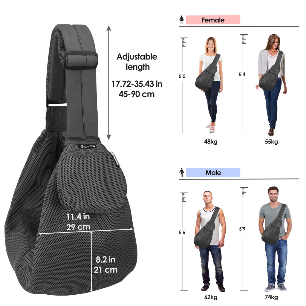 SlowTon Pet Carrier Hand Free Sling Adjustable Padded Strap Tote Bag Breathable Cotton Shoulder Bag Front Pocket Safety Belt Carrying Small Dog Cat Puppy Machine Washable 