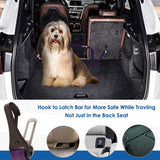 SlowTon 2 Pack Dog Seat Belt, 2 in 1 Attachment, Hook Latch Bar or Seatbelt Buckle with Elastic Nylon Bungee Buffer Adjustable Reflective Nylon Safety Belt Tether Connect to Dog Harness