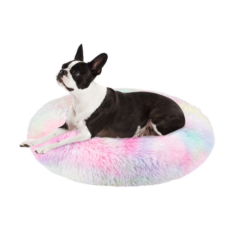 SlowTon Dog Calming Bed Ultra Soft Donut Cuddler Nest Warm Plush Dog Cat Cushion with Cozy Sponge Non-Slip Bottom for Small Medium Pets Snooze Calm Sleeping IndoorMachine Washable 