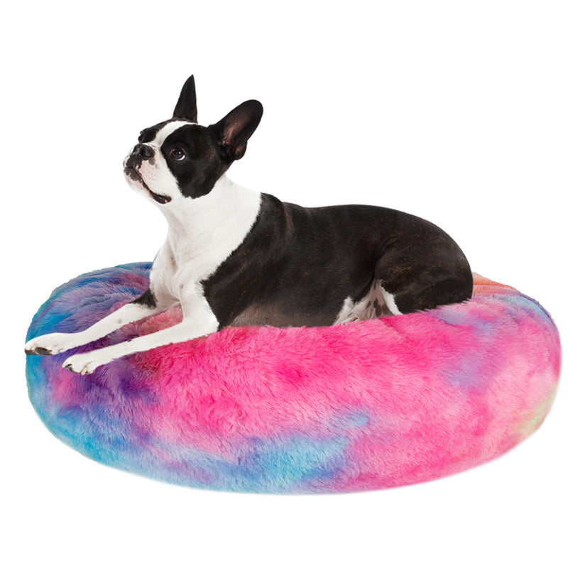 SlowTon Dog Calming Bed Ultra Soft Donut Cuddler Nest Warm Plush Dog Cat Cushion with Cozy Sponge Non-Slip Bottom for Small Medium Pets Snooze Calm Sleeping IndoorMachine Washable 