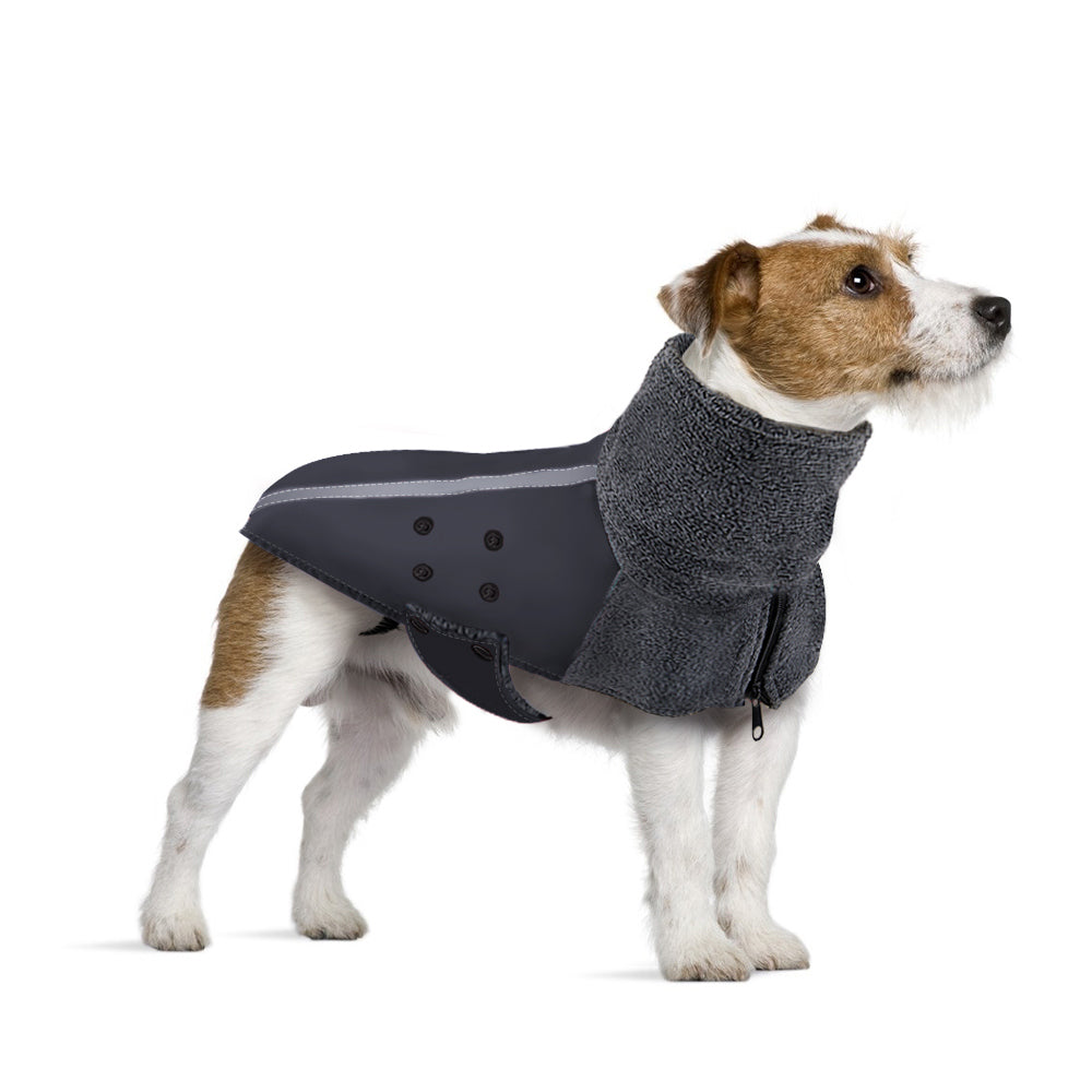 SlowTon Winter Dog Coat Warm Polar Fleece Lining Doggie Outdoor Jacket with Turtleneck Scarf Reflective Stripe Adjustable Waterproof Windproof Puppy Vest Soft Pet Outfits 