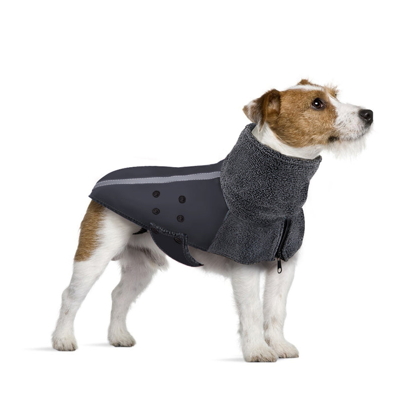 SlowTon Winter Dog Coat Warm Polar Fleece Lining Doggie Outdoor Jacket with Turtleneck Scarf Reflective Stripe Adjustable Waterproof Windproof Puppy Vest Soft Pet Outfits