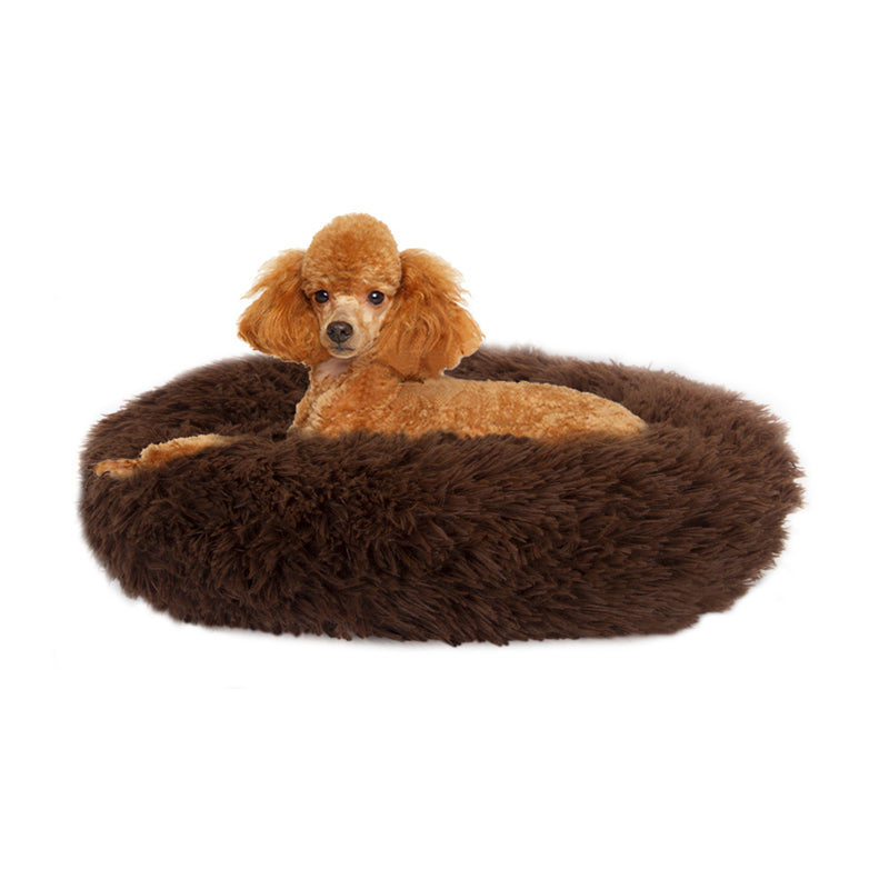 SlowTon Dog Calming Bed Ultra Soft Donut Cuddler Nest Warm Plush Dog Cat Cushion with Cozy Sponge Non-Slip Bottom for Small Medium Pets Snooze Calm Sleeping IndoorMachine Washable 