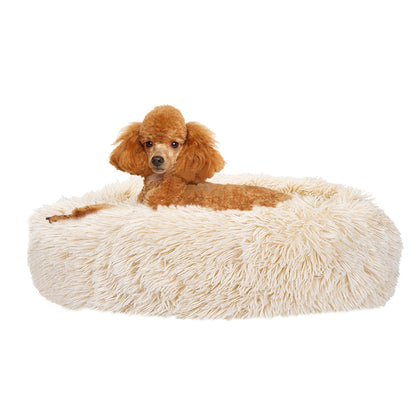 SlowTon Dog Calming Bed Ultra Soft Donut Cuddler Nest Warm Plush Dog Cat Cushion with Cozy Sponge Non-Slip Bottom for Small Medium Pets Snooze Calm Sleeping IndoorMachine Washable 